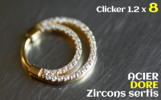Clicker 1.2 x 8 Acier Dore - zircons sertis
