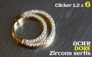 Clicker 1.2 x 6 Acier Dore - zircons sertis