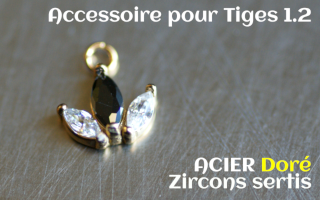Accessoiore Acier Doré pedentif 1.2- zircons sertis