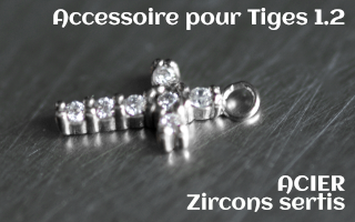 Accessoiore Acier zircons sertis