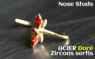 Nose studs Acier Dore 0.8- zircons sertis