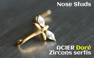 Nose studs Acier Dore 0.8- zircons sertis