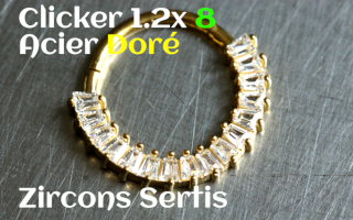 clicker 1.2 x 8 Acier Dore Zircons sertis