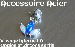 Accessoire Acier opales et zircons sertis - vissage interne 1.0
