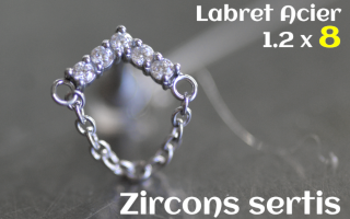 Labret Acier 1.2x8 zircon sertis