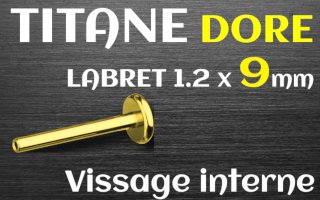 Base labret 1.2x9 Titane dore vissage - base 4 mm - vissage interne