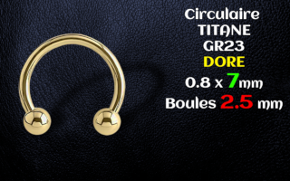 circulaire Titane doré 0.8x7 - boule 2.5 mm