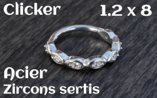 Clicker Acier 1.2 x 8 zircons sertis