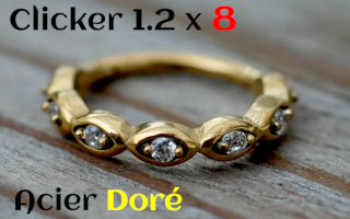 clicker 1.2x8 Acier doré - zircon sertis