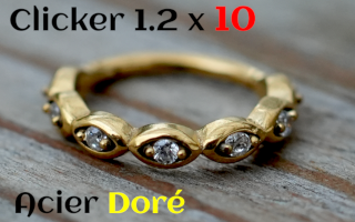 clicker 1.2x10 Acier doré - zircon sertis