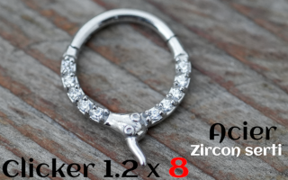 clicker 1.2x8 Acier - zircon serti