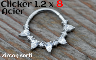 clicker 1.2x8 Acier - zircon serti