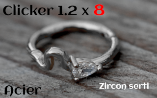 clicker 1.2x8 Acier - zircon serti