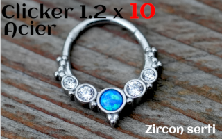 clicker 1.2x10 Acier zircon serti - opale