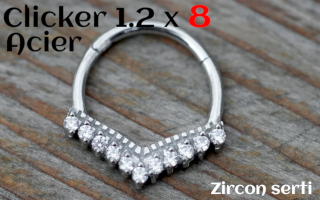 clicker 1.2x8 Acier zircon serti /FR>