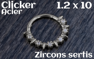 Clicker 1.2x10 Acier - zircon serti