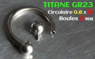 circulaire 0.8x8 boule 2 mm -titane - vissage interne