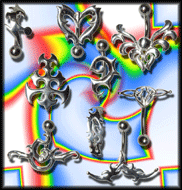 bananes argent 925 poinconnees- lot tribal - barre et boule superieure acier - lot strictement conforme a la photo