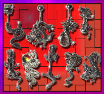 bananes argent 925 poinconnees - lot dragons - barre et boule superieure acier - existe en plaque ref# 6820