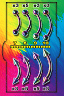bananabell acier anodize arc-en-ciel lot microbananes arc en ciel avec boule 3 mm (3x10mm-3x9mm-5x8mm-3x7mm) avec cone 3mm (3x10mm - 5x9mm - 5x8mm - 3