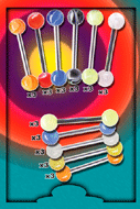 barbell acrylique uv lot de 33 barbells acryliques 1.6x16mm boule 6 mm (18 pieces uv marble ) + (15 pieces glow in the dark)