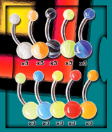 bananabell acrylique uv lot de 30 bananes acryliques barre acier 1.6x10mm boule 5 et 8 mm (15 type marbles) + (15 type glow in the dark) conforme a la