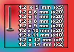 labret acier lot de 122 labret acier 1.2 (sans boule) (5mmx5 - 6mmx20 - 7mmx20 - 8mmx20 - 9mmx20 - 10mmx20 - 11mmx10 - 12mmx5 - 14mmx2) - disque de base 4 mm