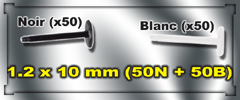 micro labret bioplastic lot de 100 labret bioplastic 1.2x10mm vissage externe classique (50xnoir + 50xblanc)