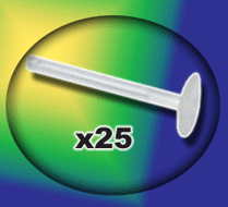 labret bioplastic lot de 25 labret bioplastic 1.2x13 recoupable jusqu a 6 mm - pour accessoires clipsables . de tres nombreux accessoires disponibles. preserve la gencive.