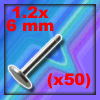 labret acier 1.2x6 lot de 50 base labret acier - 1.2 x 6 mm - disque de base 4 mm