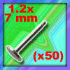 labret acier 1.2x7 lot de 50 base labret acier - 1.2 x 7 mm - disque de base 4 mm