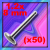 labret acier 1.2x8 lot de 50 base labret acier - 1.2 x 8 mm (2% de produit en plus) - disque de base 4 mm