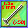 labret acier 1.2x9 lot de 50 base labret acier - 1.2 x 9 mm - disque de base 4 mm