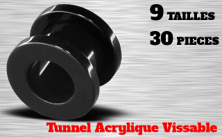 flesh tunnel acrylique uv noir en lot