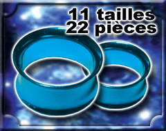 lot de 22 flesh tub acier anodize ciel double eyelet