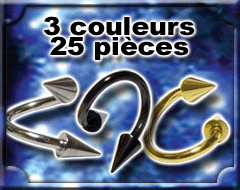 spiral acier 316 1.2x7mm avec double cone 3x5mm - ideal pour arcade et piercing oreille)