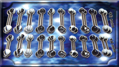 barbell acier 316 avec boule 5 mm acrylique - identique a la photo