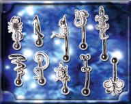 microbananes argent 925 avec barre et acier 316 1.2x9mm - boule 2.5mm