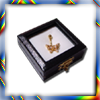 lot de 10 boites presentoir a bijou imitation cuir avec fermoir. couvercle en verre. mouse reversible noire ou blanche. dim.5x5x2cm