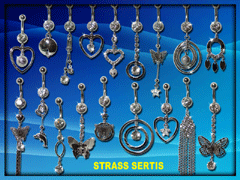 18 bananes acier et rodium pierres serties cristal