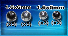 16 boules multi acier et acier anodise noir multi strass cristal 1.6x6 et 1.6x5