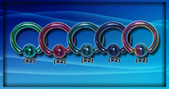 10 anneaux acier anodise 2.1 x 12 mm boule 6 mm