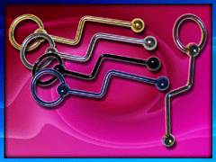 5 barbell industriel acier anodise 1.6x33mm avec anneau 1.6x11 et boule 5 mm