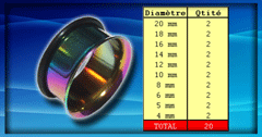18 flesh tub acier anodize arc en ciel