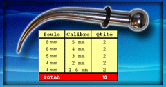 10 griffes acier avec boule vissable