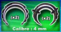 4 arcs acier (dentes et encoches) - calibre 4 mm - 2 models