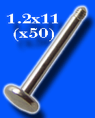 lot de 50 bases labret 1.2x11mm (sans boule) en acier chirurgical (+2% de produit en plus) - disque de base 4 mm