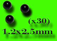 30 boules acier 1.2x2.5mm anodise noir