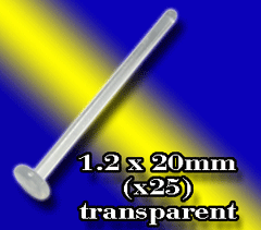 lot de 25 labret bioplastic 1.2x20mm recoupable - stérilisable par autoclave en cycle long, basse temperature.
