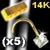lot de 2 nostril 0.8mm en or 14 k zircon carre serti griffe 3x3 mm- 0.14g